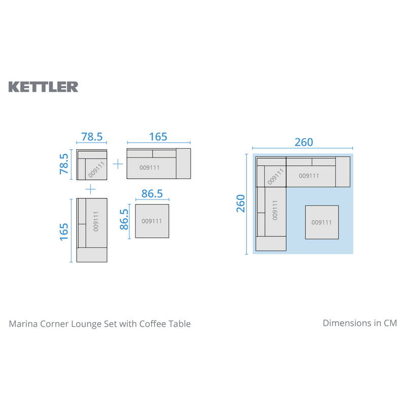 Kettler Marina Corner Lounge with Coffee Table Garden Furniture Set