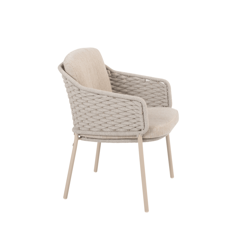 4SO Eros Outdoor 6 Seat Dining Set with Prado 160cm Teak Round Table with Lazy Susan
