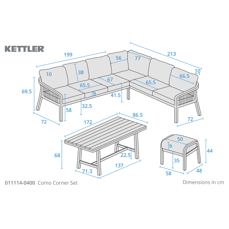 Kettler Como Corner Lounge Dining Set with Footstools
