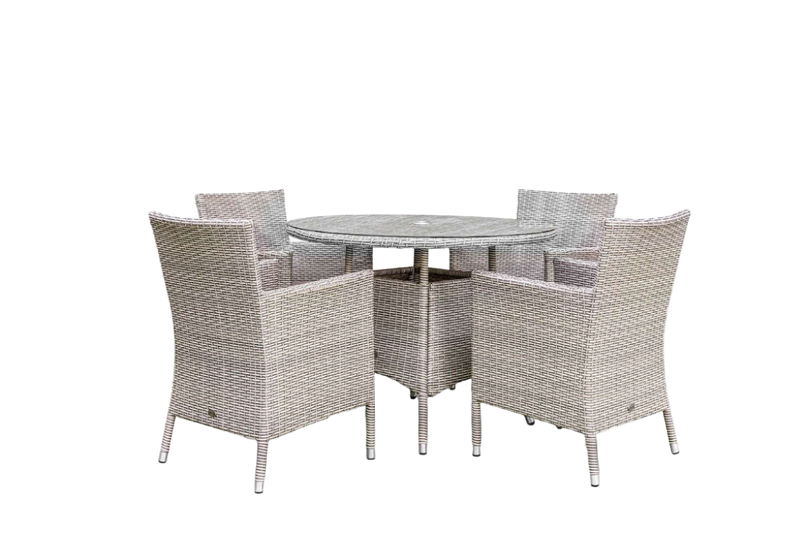 Grace Bay 4 Seat Round Flat Weave Garden Dining Set