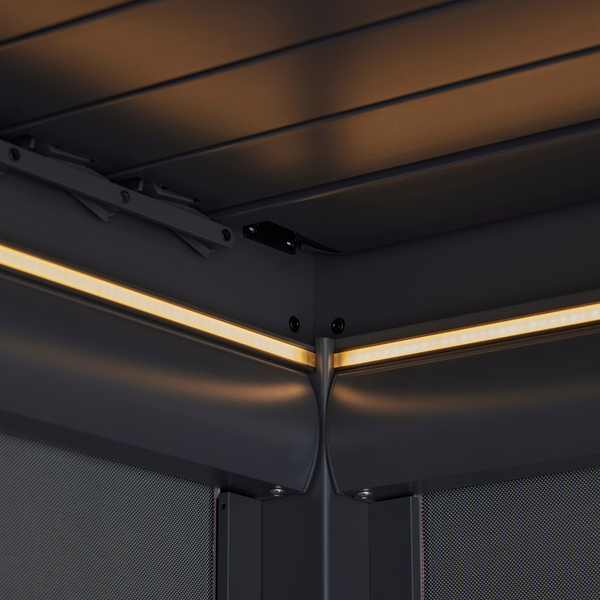 Royce Cube Aluminium Luxury Pergola with Solar LED Light Pack | Anthracite | 3 x 3 Metre