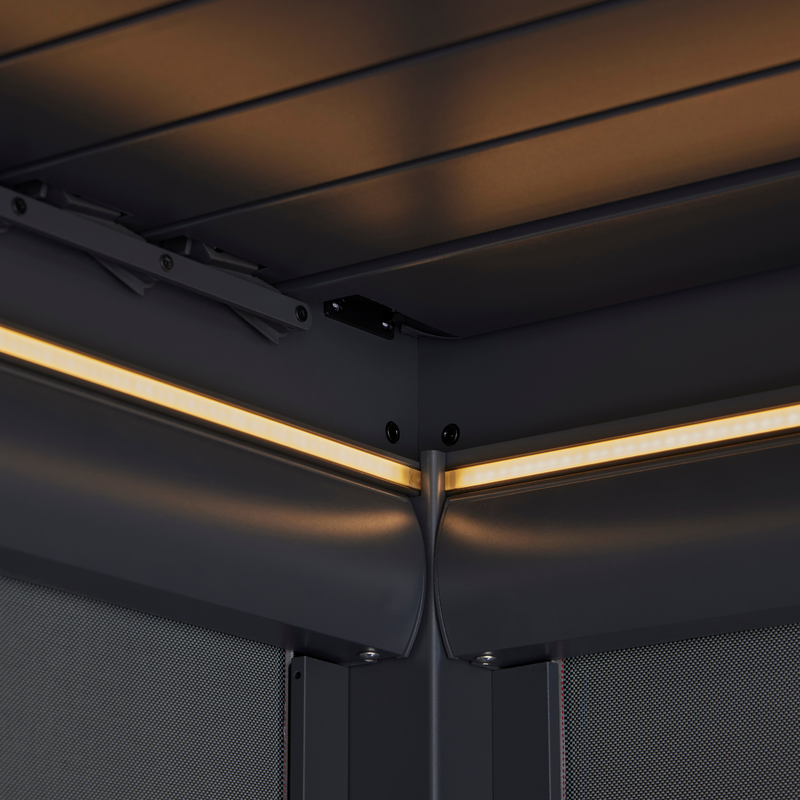 Royce Cube Aluminium Luxury Pergola with Solar LED Light Pack | Anthracite | 3 x 3 Metre