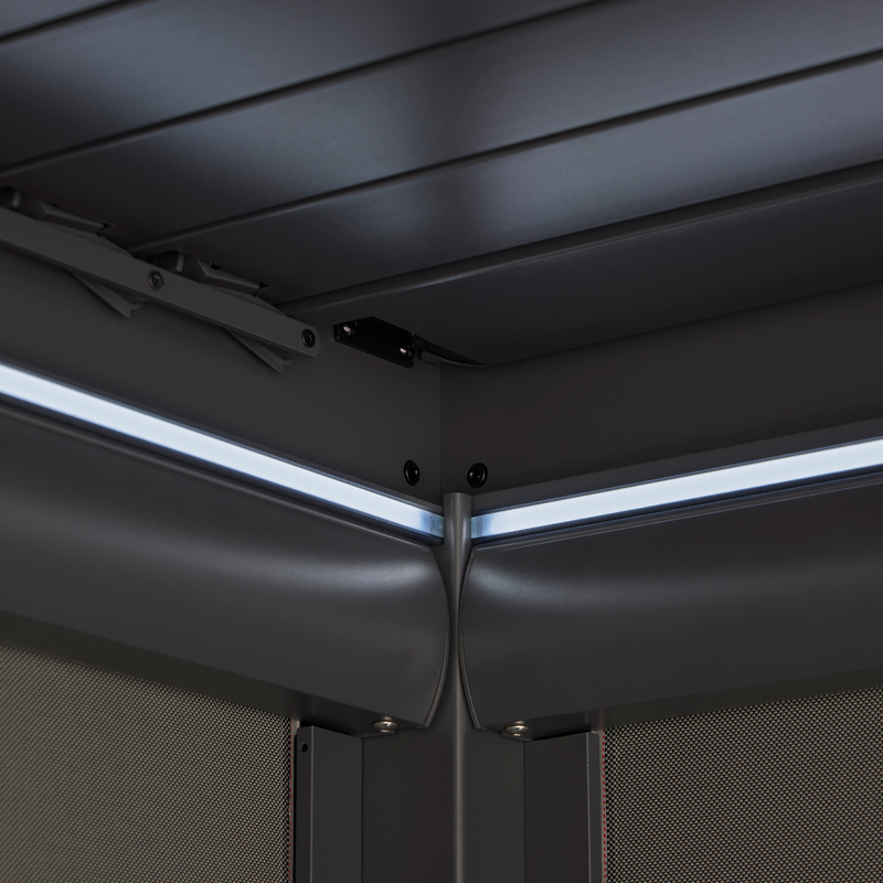 Royce Cube Aluminium Luxury Pergola with Solar LED Light Pack | Anthracite | 3 x 3 Metre