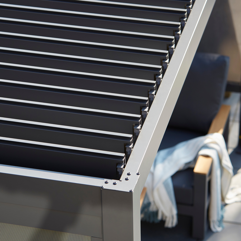 Royce Cube Aluminium Luxury Pergola with Solar LED Light Pack | Anthracite | 3 x 3 Metre