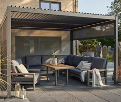 Royce Cube Aluminium Luxury Pergola with Solar LED Light Pack | Anthracite | 3 x 3 Metre