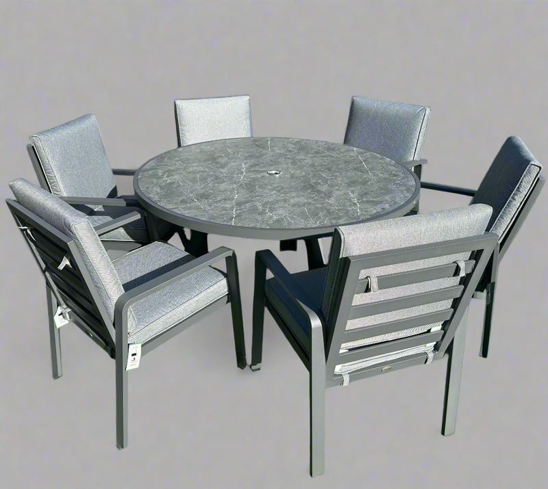 Mayfair Outdoor 6 Seat Round 140cm Dining Set
